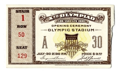 1932 Summer Olympics Ticket to the Opening Ceremony
