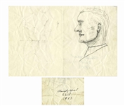 Dwight D. Eisenhower Sketch as President -- Eisenhower Draws the Profile of a Man -- From the Malcolm S. Forbes Collection