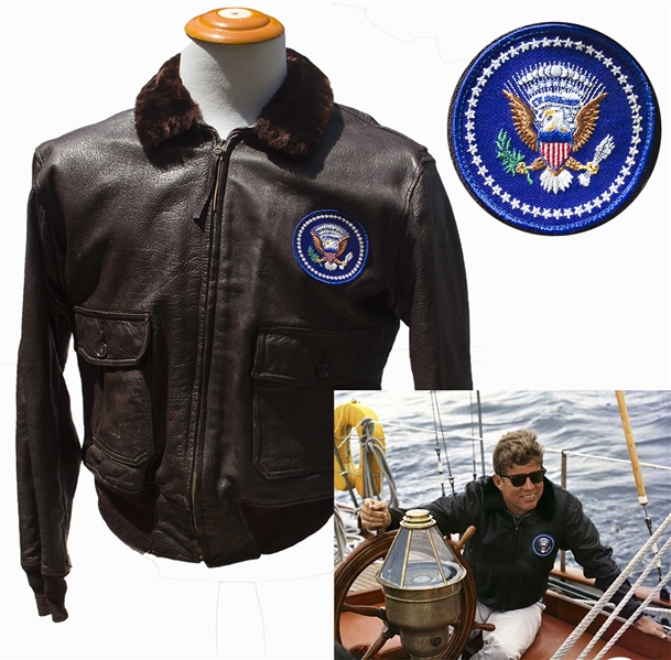 John F. Kennedy's Personally Owned Leather Bomber Jacket -- Recovered From the ''Honey Fitz'' Yacht After His Death