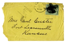George Custer Envelope Made Out in His Hand to his Wife -- Mrs. Genl Custer