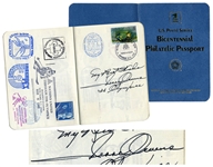 Jesse Owens Signed Philatelic Passport -- Also Signed by Isaac Asimov