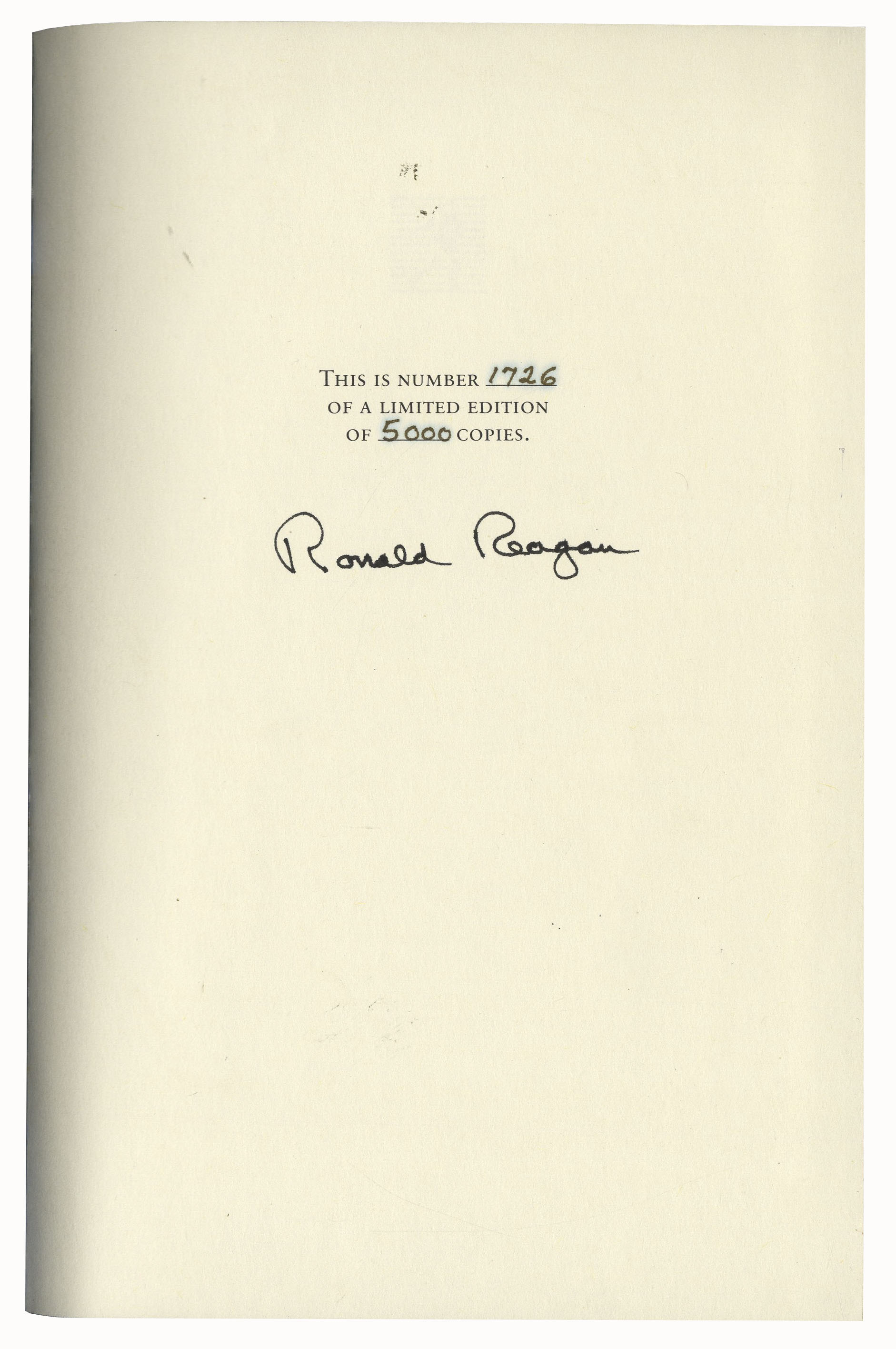 Lot Detail - Ronald Reagan Signed Limited Edition of His Speeches ...