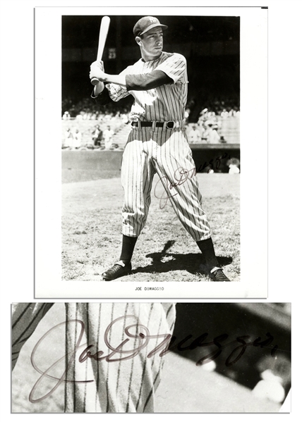 Joe DiMaggio 8'' x 10'' Signed Photo in His Yankee Pinstripes -- With JSA COA