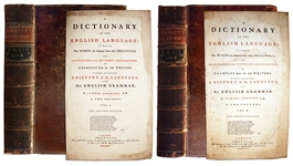 Scarce Second Edition of Samuel Johnsons 2-Volume Masterpiece of Lexicography -- A Dictionary Of The English Language: In Which The Words Are Deduced From The Originals... -- 1755