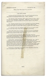Press Release From 1961 Pertaining to Jackie Kennedy's Famous Renovation of the White House -- Announces Appointments to the Committee of the Fine Arts Commission