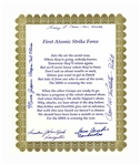 WWII Poem Signed by Five Enola Gay Crew Members -- Tom Ferebee, Theodore Van Kirk, Morris Jeppson, George Caron & Paul Tibbetts