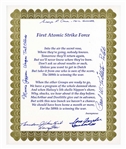 WWII Poem Signed by Five Enola Gay Crew Members -- Tom Ferebee, Theodore Van Kirk, Morris Jeppson, George Caron & Paul Tibbetts