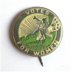 Womens Suffrage Button, Circa 1912 -- The Clarion Button With Six Stars Representing Californias Addition as a Suffrage State
