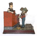 Mason Bank Cast Iron 19th Century Mechanical Bank -- Fully Functioning & With Original Key