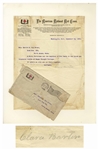 Clara Barton Letter Signed on Red Cross Letterhead