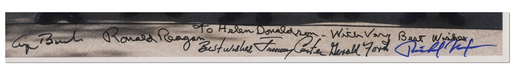 Fantastic Presidential Photo Signed by Five Presidents: Ronald Reagan, George H.W. Bush, Jimmy Carter, Richard Nixon & Gerald Ford -- With University Archives COA