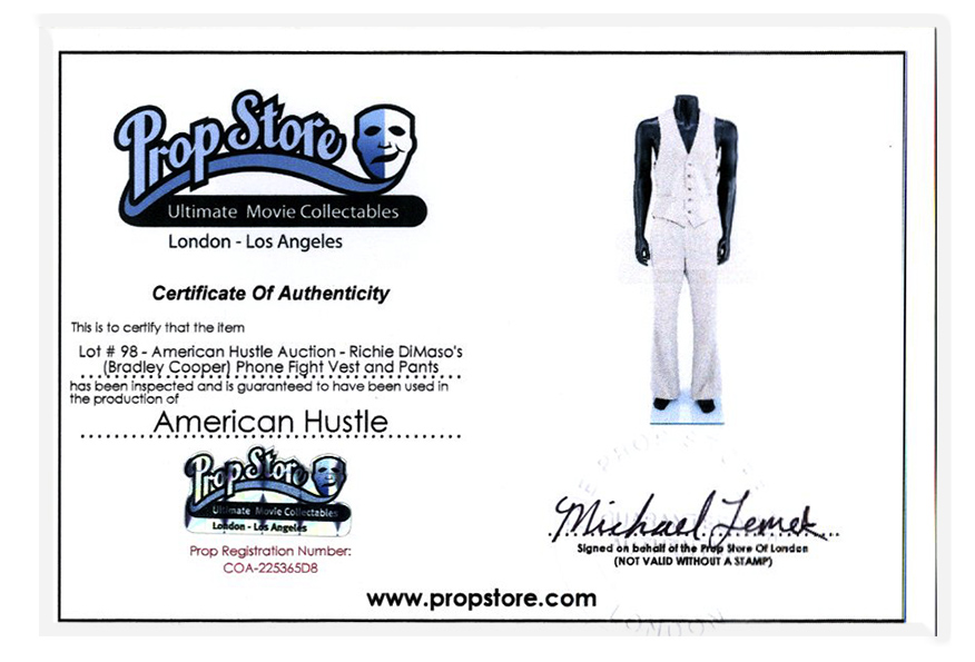 Lot Detail Bradley Cooper S Costume From American Hustle