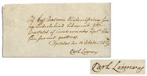 Carl Linnaeus Document Signed -- Rare Document by the Leading 18th Century Scientist, the Father of Modern Taxonomy
