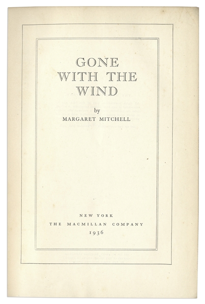 Margaret Mitchell Signed First Edition, First Printing of ''Gone With The Wind'' -- In Rare First Printing Dust Jacket