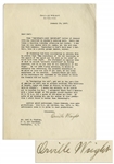 Orville Wright Letter Signed Regarding the 1908 Flyer & a Harvard Astronomers Prediction That Planes Would Never Surpass Cars in Speed -- ...Astronomers seem to be given to rash predictions...