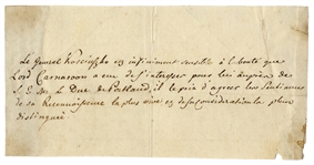 Tadeusz Kosciuszko Autograph Letter Signed -- ''...The General Kosciuszko is extremely sensitive to Lord Carnarvon's kindness...''