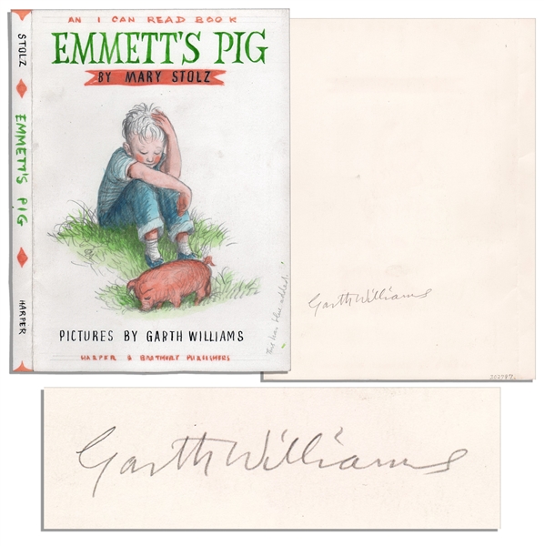 Garth Williams Hand-Drawing for the Cover Art of ''Emmett's Pig'' -- Signed by Williams on Verso