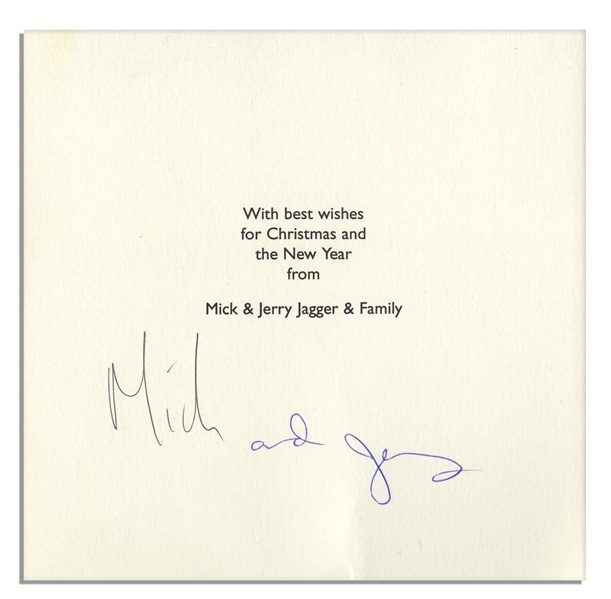 Mick Jagger & Jerry Hall Signed Christmas Card