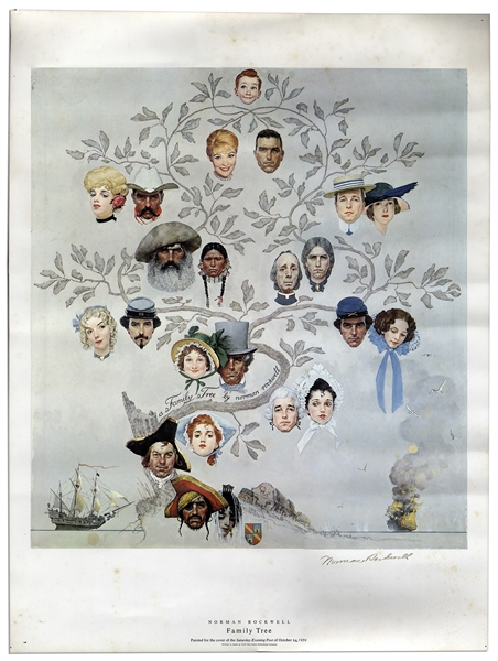 Norman Rockwell Signed Print of His Famous ''Saturday Evening Post'' Cover From 1959 Titled, ''Family Tree''