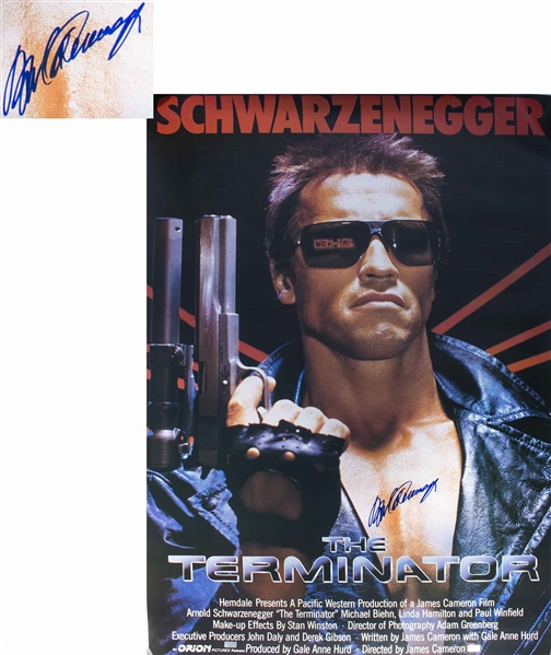 Arnold Schwarzenegger Signed ''The Terminator'' Movie Poster From 1984
