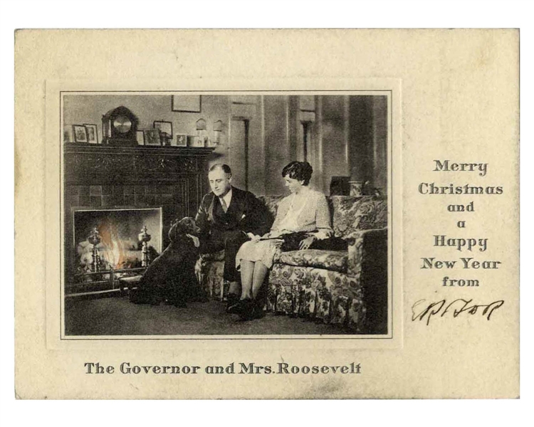 Eleanor Roosevelt Signed Christmas Card During FDR's Tenure as Governor of New York