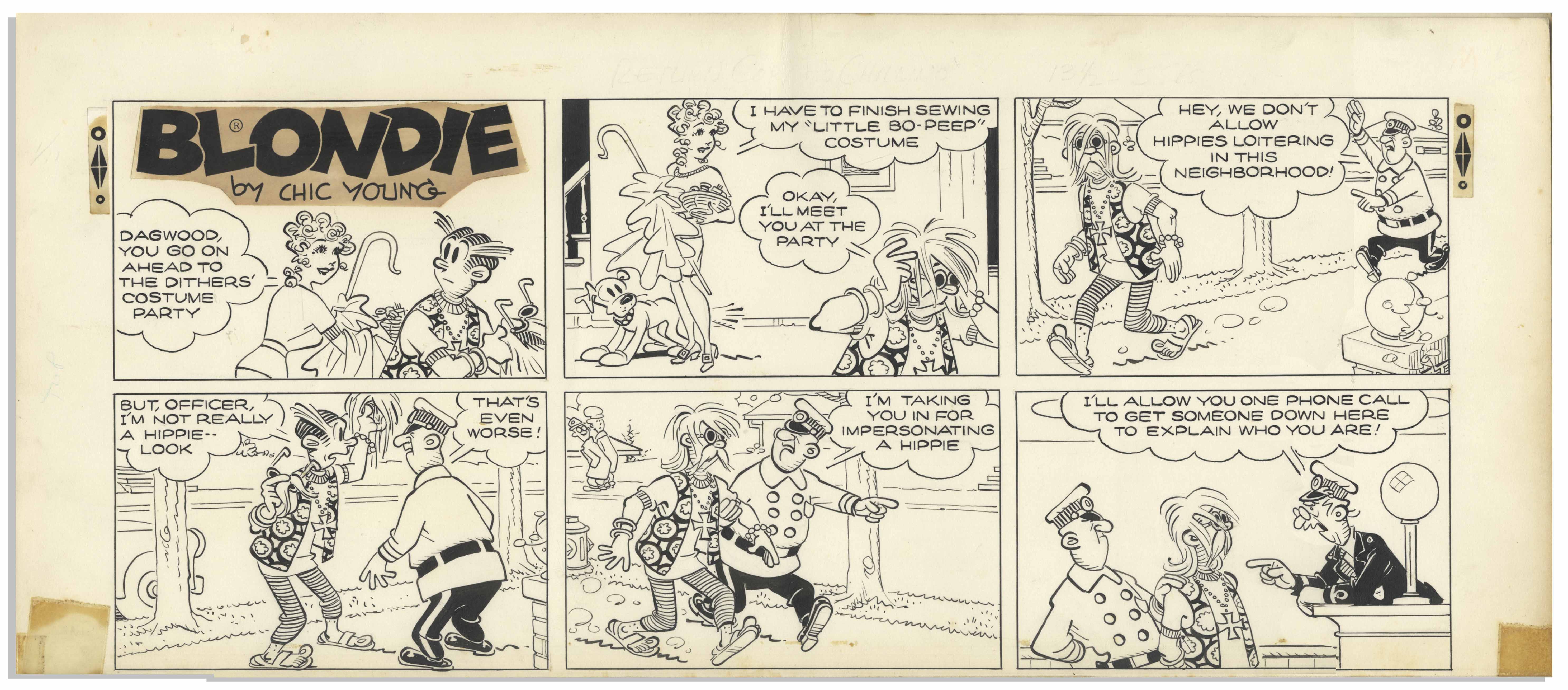 Lot Detail Chic Young Hand Drawn #39 #39 Blondie #39 #39 Sunday Comic Strip From