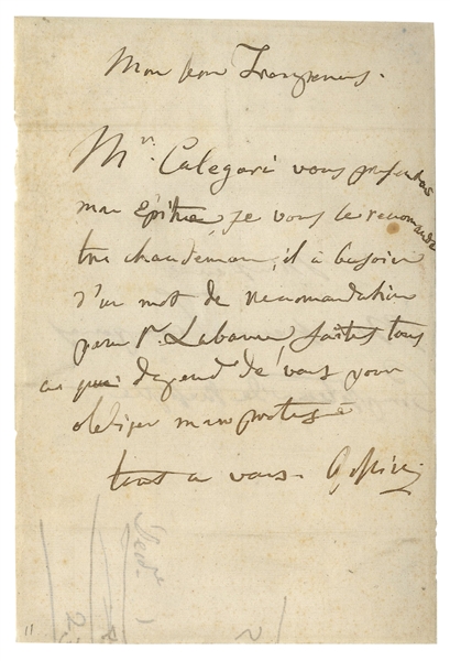 Gioachino Rossini Autograph Letter Signed -- ''...do all that you can to assist my protege...''