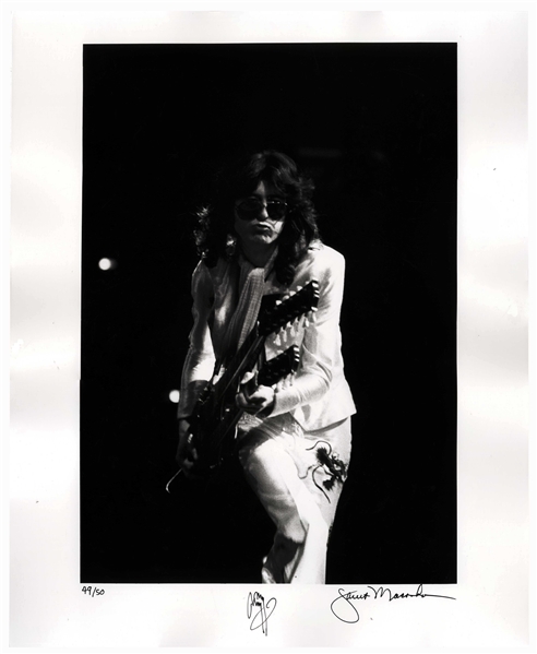 Jimmy Page Signed Limited Edition 16'' x 20'' Photo as Rock 'n Roll God -- Playing the Double-Necked Guitar in 1977