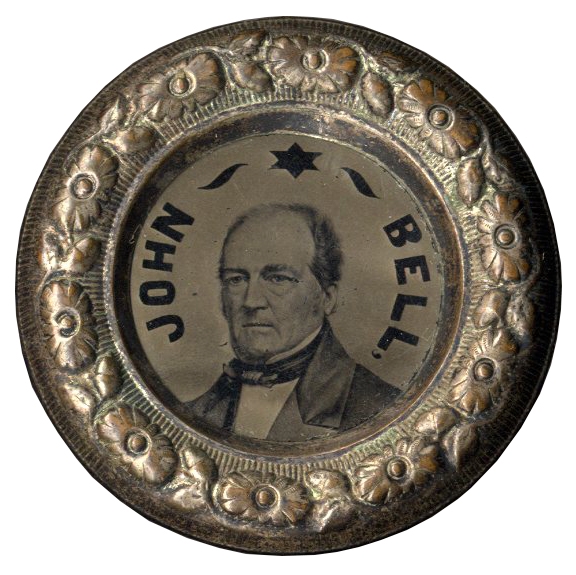 Campaign Ferrotype for the 1860 Constitutional Union Party -- Ferrotypes on Each Side Feature Candidates John Bell & Edward Everett