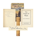 John Steinbeck Signed Copy of The Grapes of Wrath -- Inscribed to the Famous Mexican Filmmaker Emilio Fernandez, -- ...in hope that we will have more grapes than wrath...