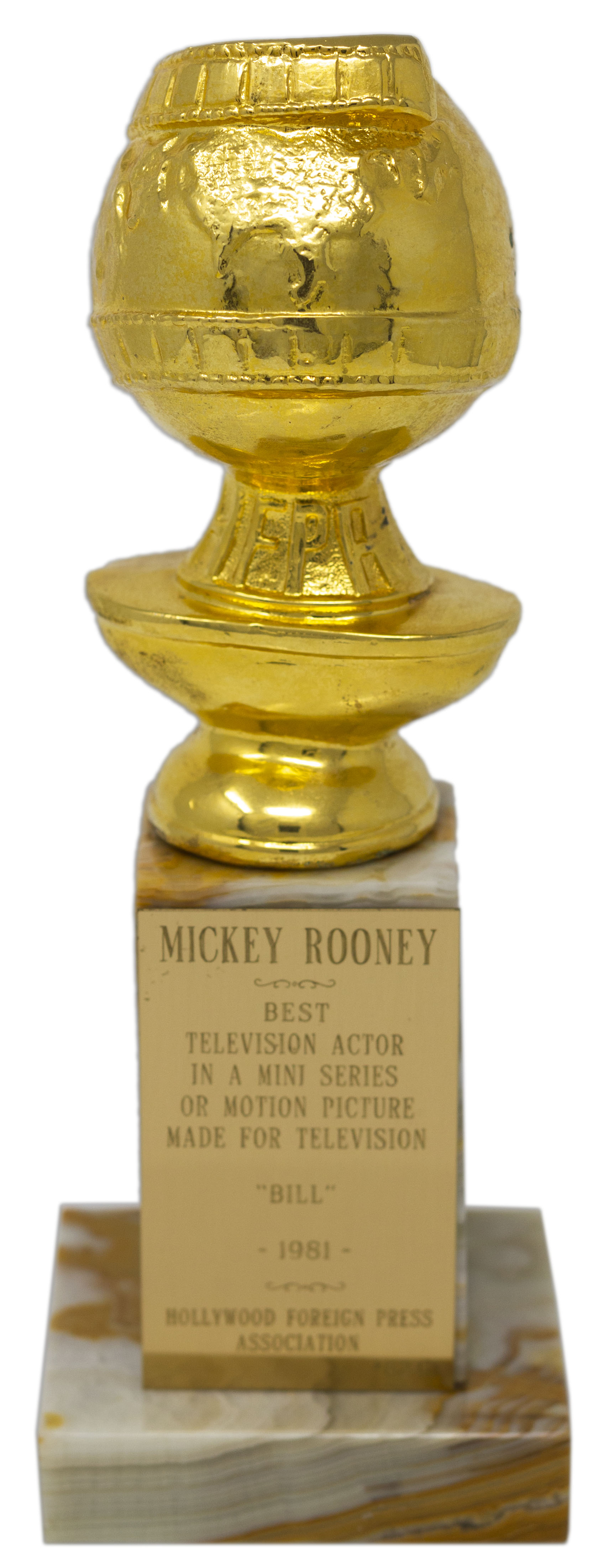 Lot Detail - Mickey Rooney's Golden Globe for Best Actor in ''Bill ...