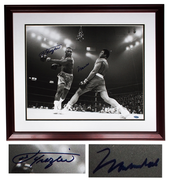 Muhammad Ali & Joe Frazier Signed 20'' x 16'' Photo From the Fight of the Century -- With Steiner COA