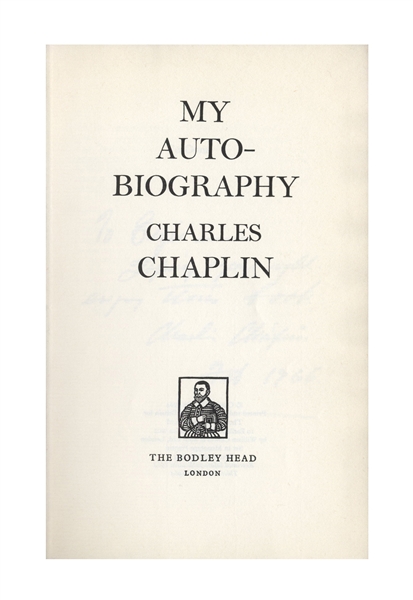 Charlie Chaplin Signed Autobiography to His Friend, the Photographer Alfred Eisenstaedt