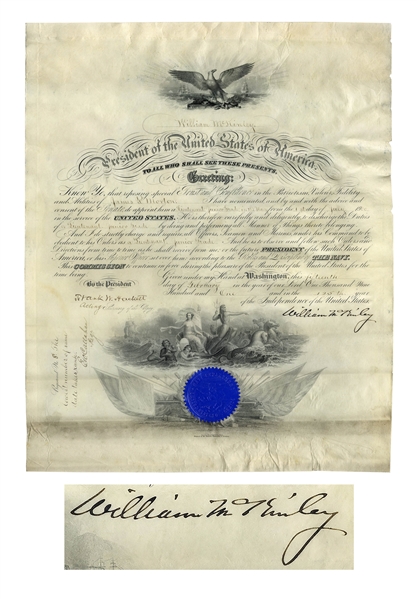 William McKinley Military Appointment Signed as President