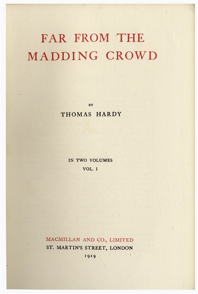 Thomas Hardy Signed Limited Edition of His Works -- 37 Volume Mellstock Edition, Rare in Original Cloth