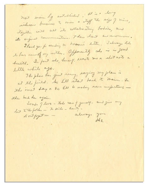 Dwight Eisenhower Autograph Letter Signed in 1944 as Supreme Allied Commander to His Wife Mamie --  ''...I'm a bit puzzled over your outburst about me sending messages via aides and secretaries...''