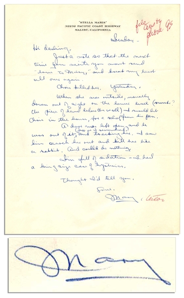 Mary Astor Autograph Letter Signed -- ''...I'm full of sedation. I had a king size can of hysterics...''