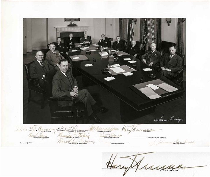 Gorgeous 16.5'' x 12'' Photo Signed by Harry Truman & His Cabinet -- From the Estate of Agriculture Secretary Charles Brannon