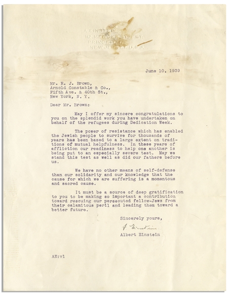 Lot Detail - Albert Einstein Letter Signed During WWII -- ''The power ...