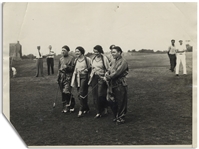 Photo of Howard, Fine & Howard with the Dodge Twins From 1933 -- 8 x 6 Glossy Photo Has Chip to Lower Left & Creasing, in Good Condition 