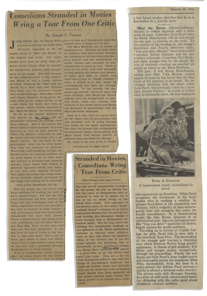 Moe Howard's Scrapbook-Style Newspaper Clipping & Mementos, Most From the Early 1930s -- Dozens of Clippings Including Many With Ted Healy -- Very Good Condition