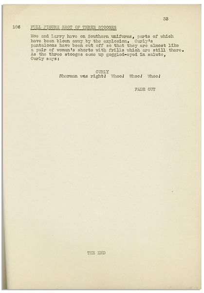 Moe Howard's 33pp. Script for The Three Stooges 1935 Film ''Uncivil Warriors'' -- Very Good Condition