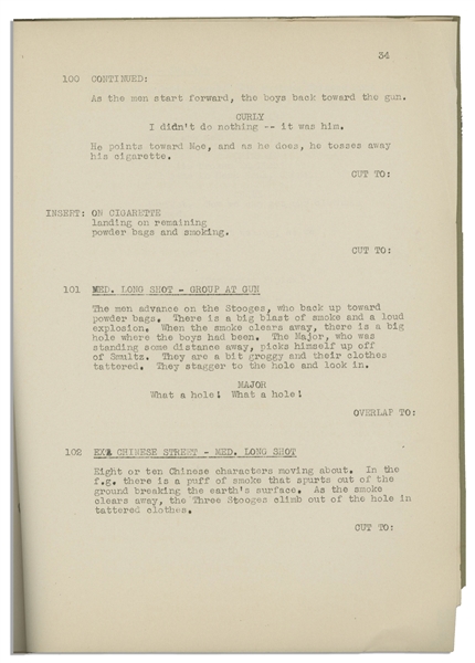 Moe Howard's 35pp. Script Dated March 1936 for The Three Stooges Film ''Half-Shot Shooters'' -- Very Good Plus Condition