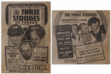 Circa 1937 Handbill Measuring 8.75'' x 6'', for a 3 Stooges Show, Glued to 18'' x 24'' Scrapbook Sheet With Moe's News Clippings From 1937 -- Chipping & Toning, Overall Good