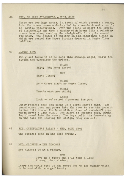 Moe Howard's 30pp. Script Dated November 1937 for The 1938 Three Stooges Film ''Wee Wee Monsieur'', Working Title ''The Forign Legioniers [sic]''  -- Very Good Condition
