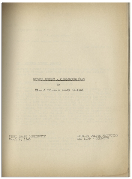Moe Howard's 34pp. Script Dated March 1943 for The Three Stooges Film ''Phony Express'' -- Very Good Condition