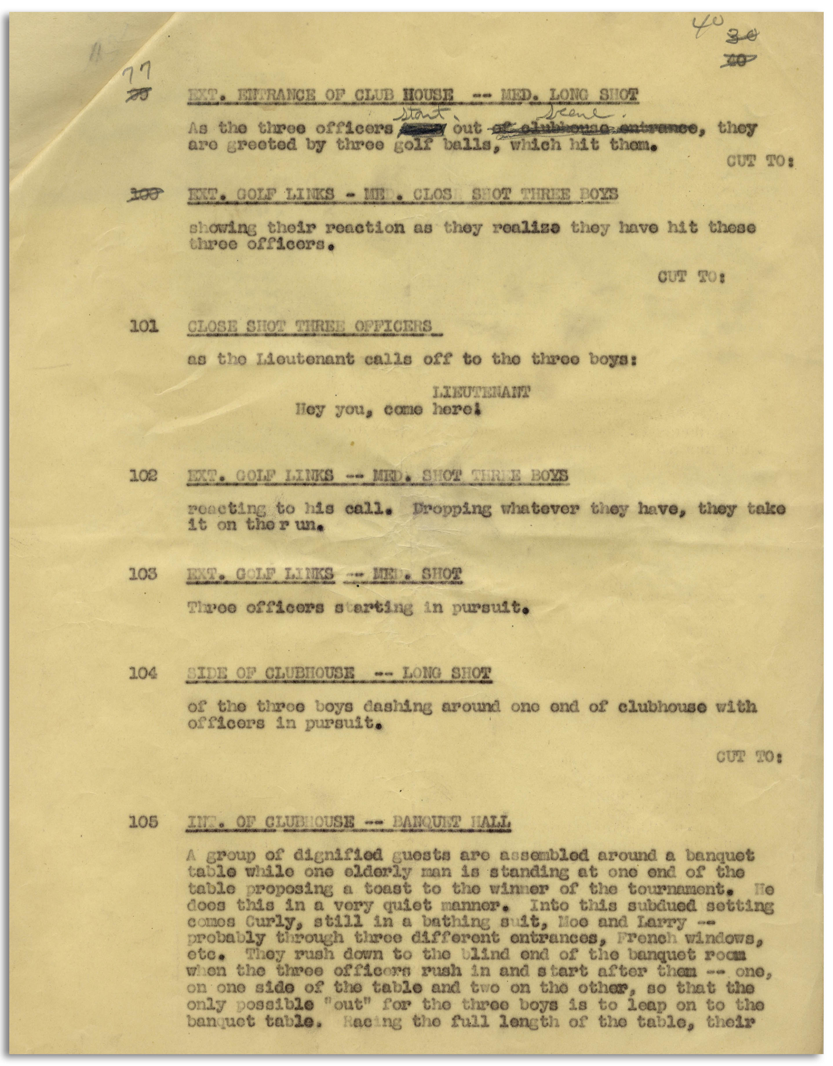 Lot Detail - Moe Howard's Partial Script for The Three Stooges 1935 ...