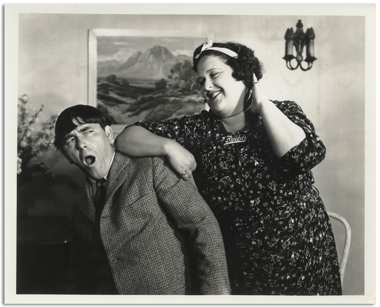 10 x 8 Glossy Photo From the 1937 Three Stooges Film The Sitter Downers -- Very Good Plus Condition