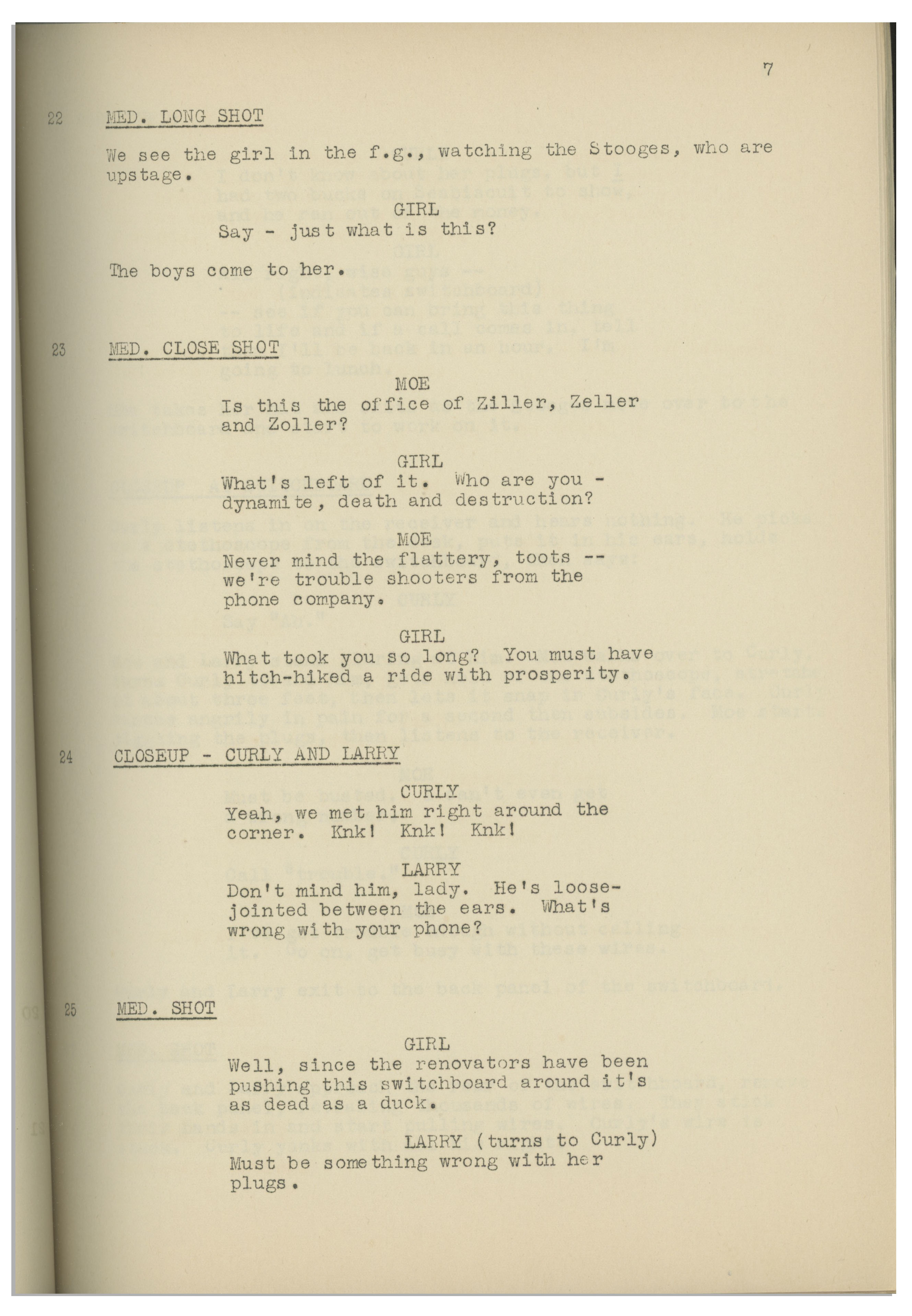 Three People Script Lot Detail - Moe Howard's 34pp. Script Dated January 1939 for The Three ...