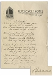 Moe Howard Handwritten Poem Signed Your Beans to His Wife, Dated 24 January 1938 on Roosevelt Hotel Stationery in Pittsburgh -- Measures 7.25 x 10.5 -- Very Good Condition
